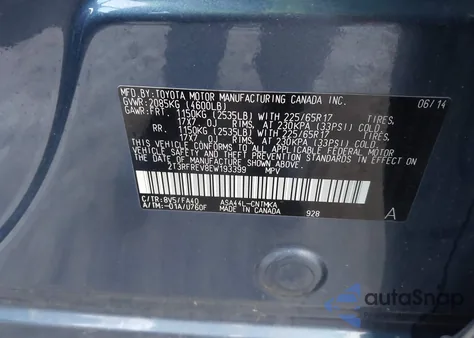 2014 Toyota Rav4 Xle z USA, uszkodzony, nr VIN 2T3RFREV8EW193399